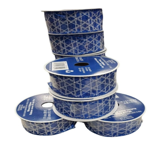 Celebrate it Hanukkah Blue, and White Wired Ribbon 1.5in x 30ft