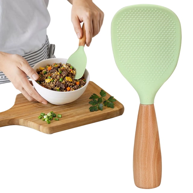 Cookware Set Short Wooden Handle Silicone Spatula Silicone Spoons for Cooking Multifunction Cooking Spoon Silicone Spatula for Baking Rice Cooker Heat Insulation Heat Spoons Pots Pans Kitchen Cooking