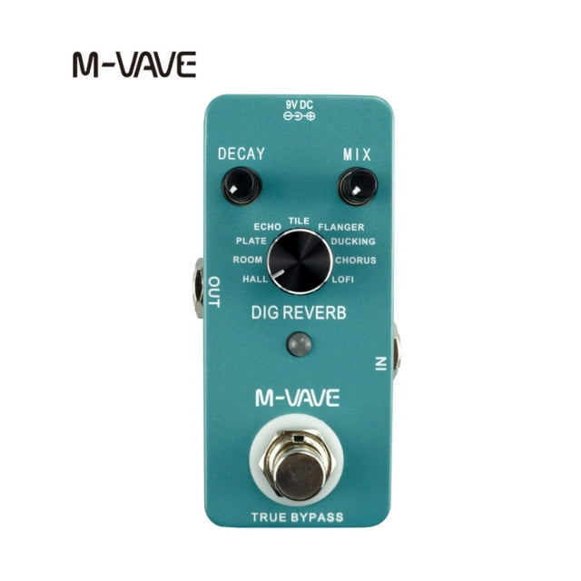 Digital Reverb Guitar Effects Pedal with 9 Reverb Types, True Bypass, and Full Metal Jacket