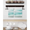 thumbnail image 3 of Turquoise Gray White Kitchen Dish Towels for Drying Dishes Set of 2, Country Abstract Ombre Mottled Waffle Weave Microfiber Hand Tea Bathroom Towels Quick Dry & Absorbent Towel 15.7x23.6, 3 of 7