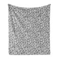thumbnail image 1 of Black and White Soft Flannel Fleece Blanket, Line Art Style Foliage Pattern with Striped Leaves and Petals Botany Theme, Cozy Plush for Indoor and Outdoor Use, 50" x 60", Black White, by Ambesonne, 1 of 6