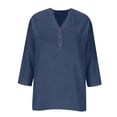thumbnail image 4 of Dresfit Womens Gauze Shirts Button Down 3/4 Sleeve Linen Tops 2026 Summer V Neck Dressy T Shirts Oversized Lightweight Plain Casual Blouses S, 4 of 6