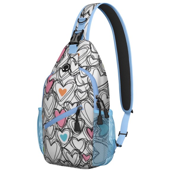 Sac à Dos à Bandoulière Paysage Océan Plage pour Voyage et Randonnée, Sac Léger Abstrait avec Imprimé Géométrique Aquarelle et Dégradé Arc-en-Ciel Nuit Étoilée