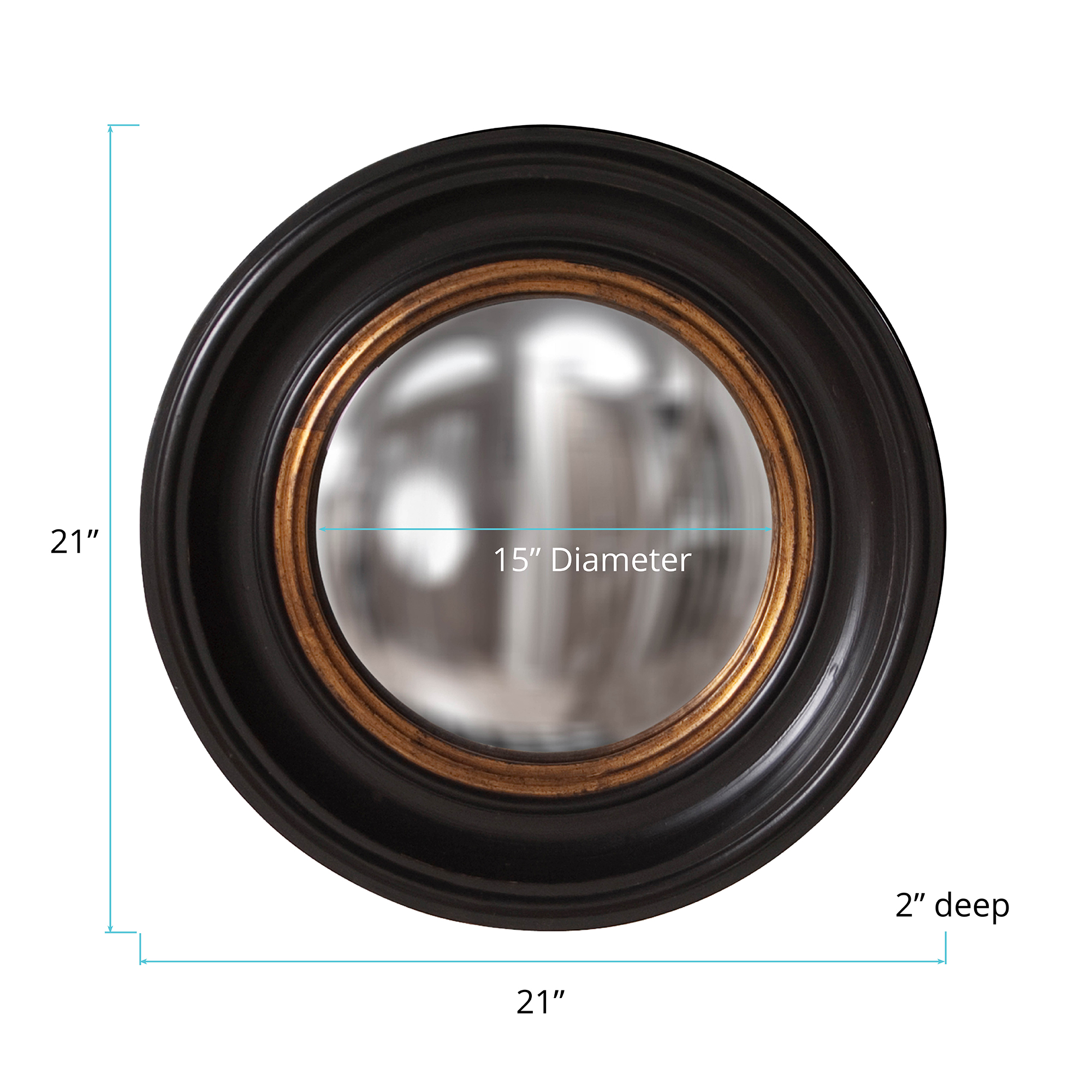 Tyler Dillon Round Black Wood Framed Convex Albert Wall Mirror