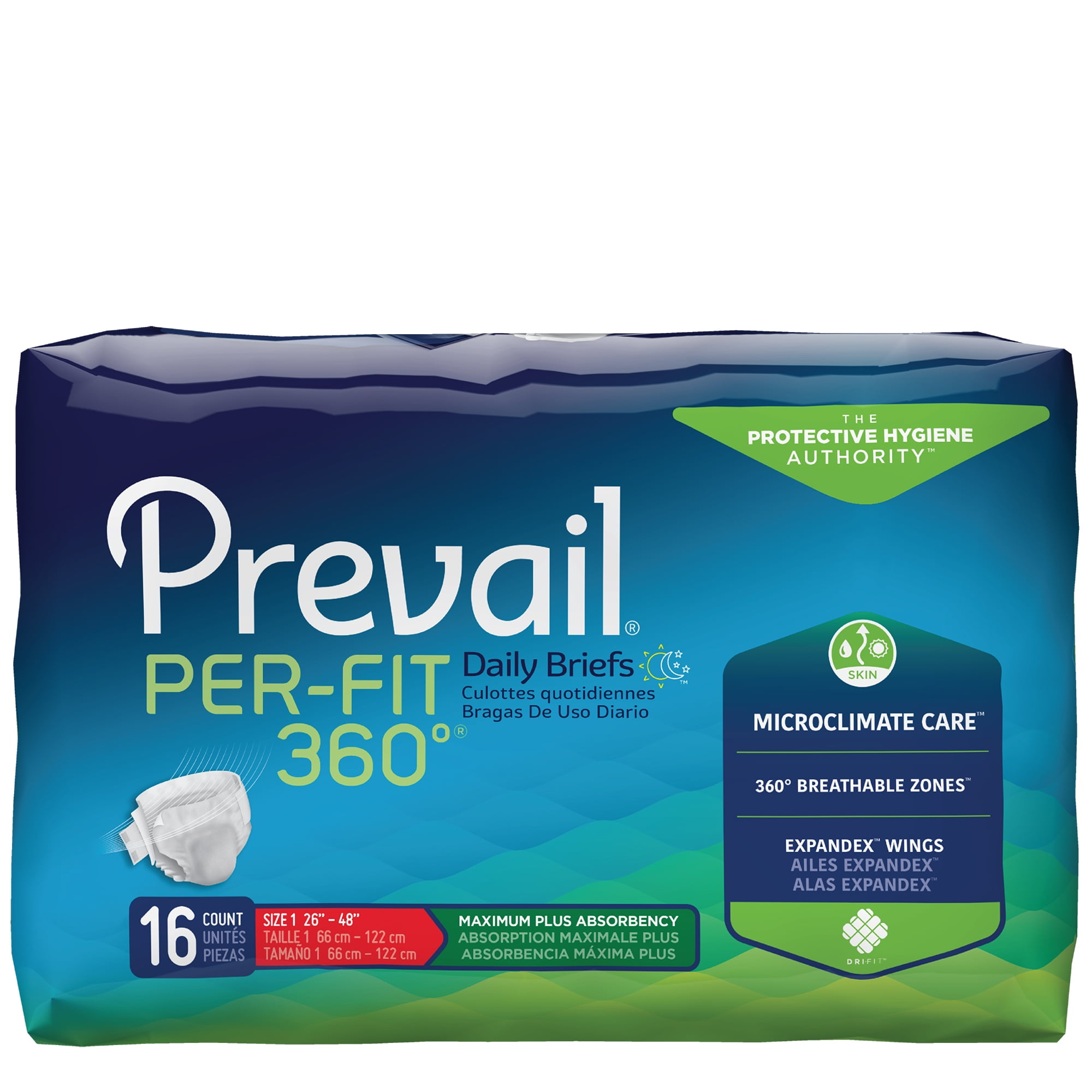 Prevail Per Fit 360 Incontinence Brief M Winged Pfng 012 Maximum Plus Absorbency Walmart Com