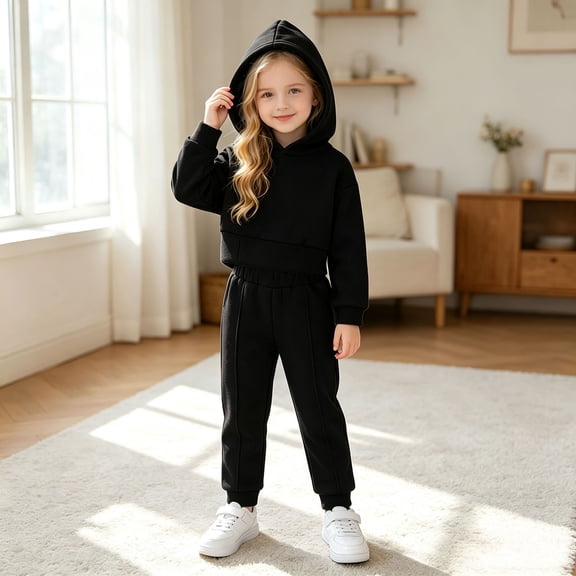 Angala 2 Piece Outfits For Girls Long Sleeve Hoodie Sweatshirt With Jogger Set Girls Autumn Daily Wear Clothes