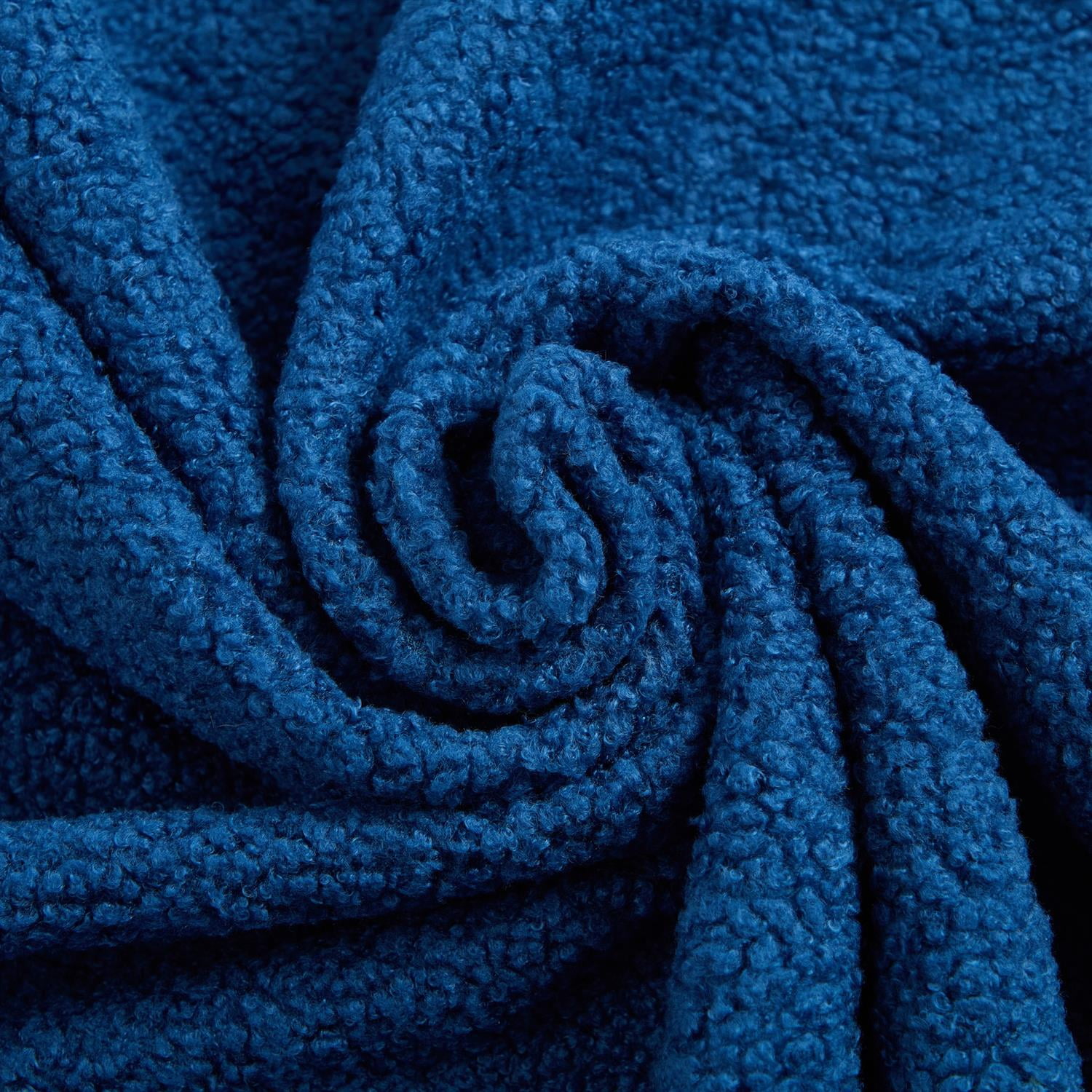 Demi Bonn 78" Modern Floor Sofa Bed with 2 Pillows, Convertible Teddy Fabric Full Size 15" Foam Mattress, No Assembly, Stylish Sleeper Couch for Living Room, Blue