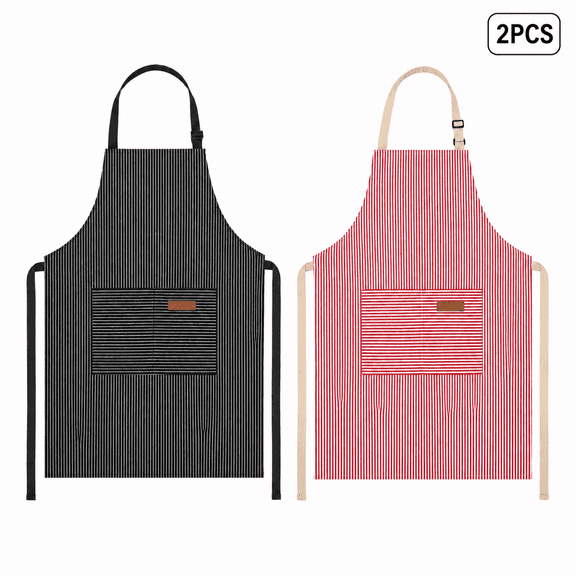 Chef Apron for Men & Women,2 Pack Kitchen Cooking Aprons with 2 Pockets Adjustable Neck Strap Serving Apron for Cooking Baking BBQ Grilling Black and Pink