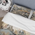 thumbnail image 4 of Designart "Geometric Horizons in Grey and Gold I" City Geometric Bedding Covert Set - Industrial Grey Cityscapes Bed Set With 2 Shams, 4 of 6