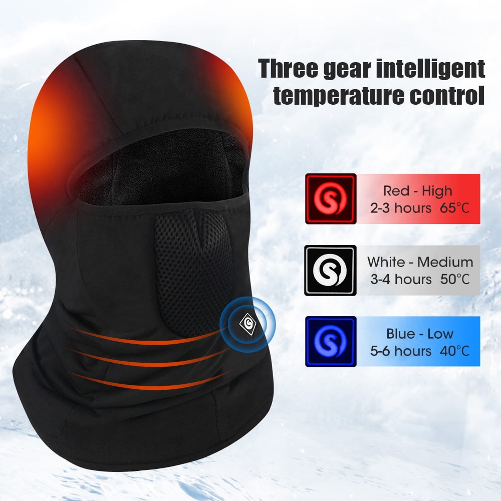 Savior Heat Heating Ski Mask with Battery, Electric Warm Hats for Women, Snowboard Balaclava Neck Warmer Man Thermal Balaclava