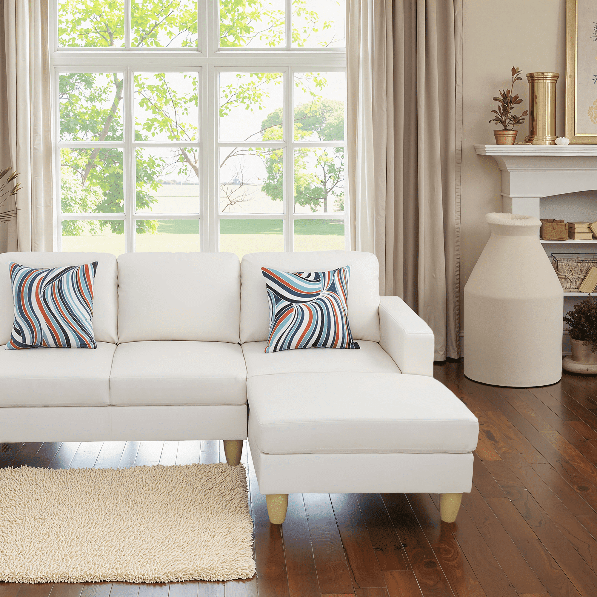 MAYEERTY Superior White Semi-PU Modern Adult Couch - Living Room Sofa Set