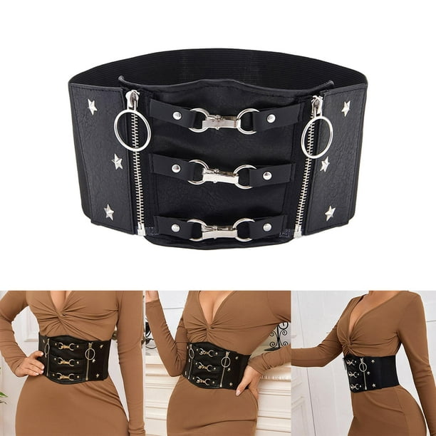 Fashion Stretch Wide Waist Belt with Zipper And Buckle, Retro Corset Belts, Dress  Belt, Cinch Belt for Cosplay Dresses Dancing Pants Party 