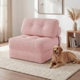 thumbnail image 4 of ELLEGNT Convertible Sleeper Chair - Folding Sofa Bed, Corduroy Cover, Pillow Back Support for Living Room or Guest Room , Pink, 4 of 10