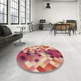thumbnail image 3 of Ahgly Company Indoor Round Patterned Crimson Red Area Rugs, 6' Round, 3 of 6