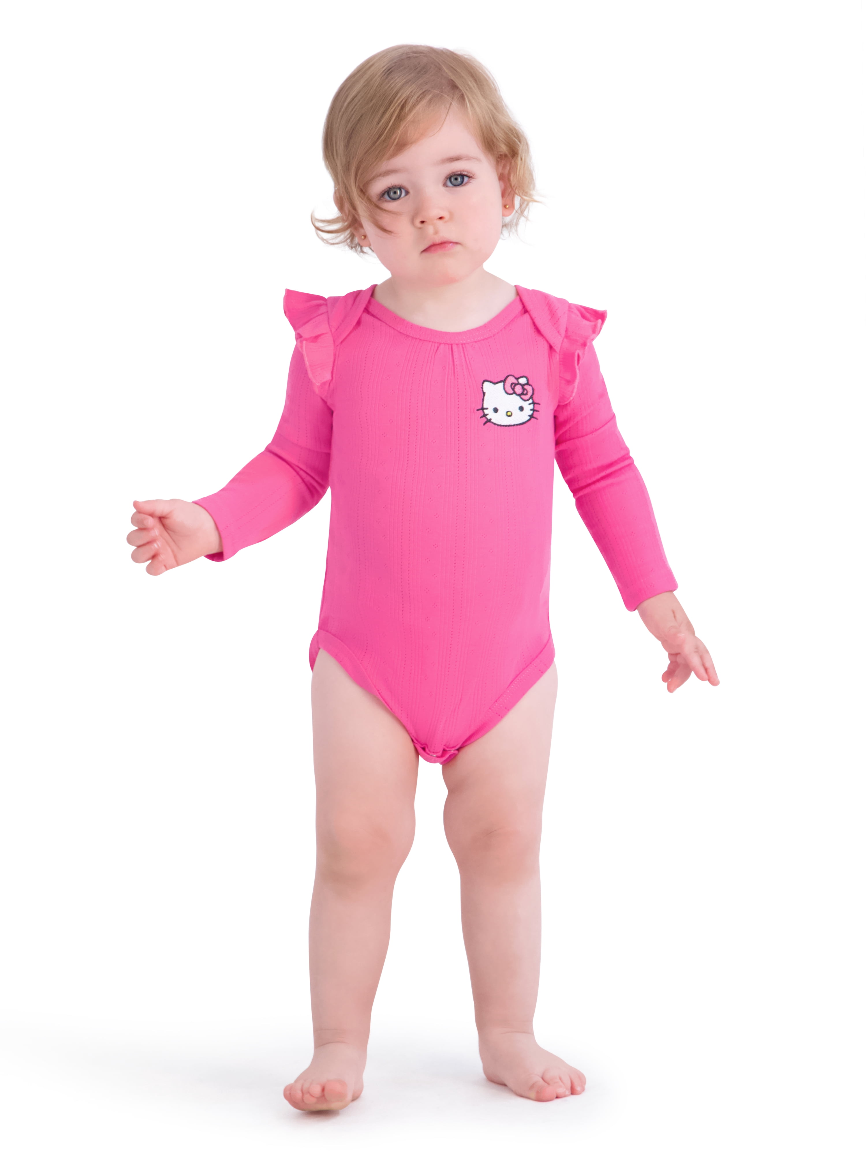Hello Kitty Baby Girls 3 Pack Long Sleeve Bodysuit, Size 0-24 Months