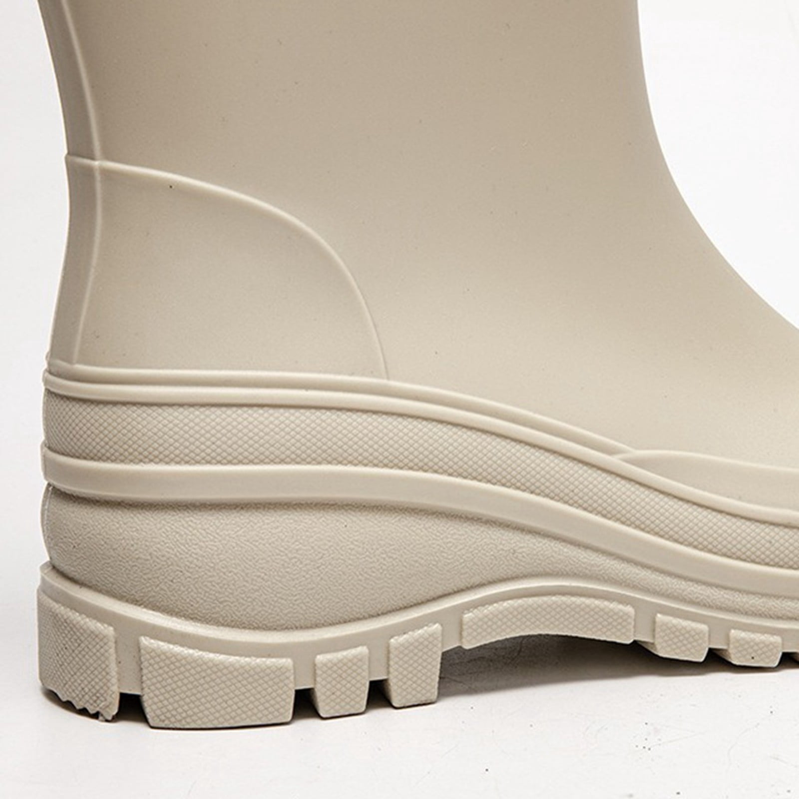 Rain Boots for Women Waterproof Mid Calf Rain Boots Wide Calf Garden Shoes Womens Rain Boots (Beige 6.5)
