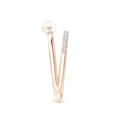 thumbnail image 4 of ANGARA Freshwater Cultured Pearl Dual Shank Ring with Diamonds in 14K Rose Gold for Women | June Birthstone, Birthday, Anniversary, Jewelry Gift for Women | Pearl Ring, 4 of 10