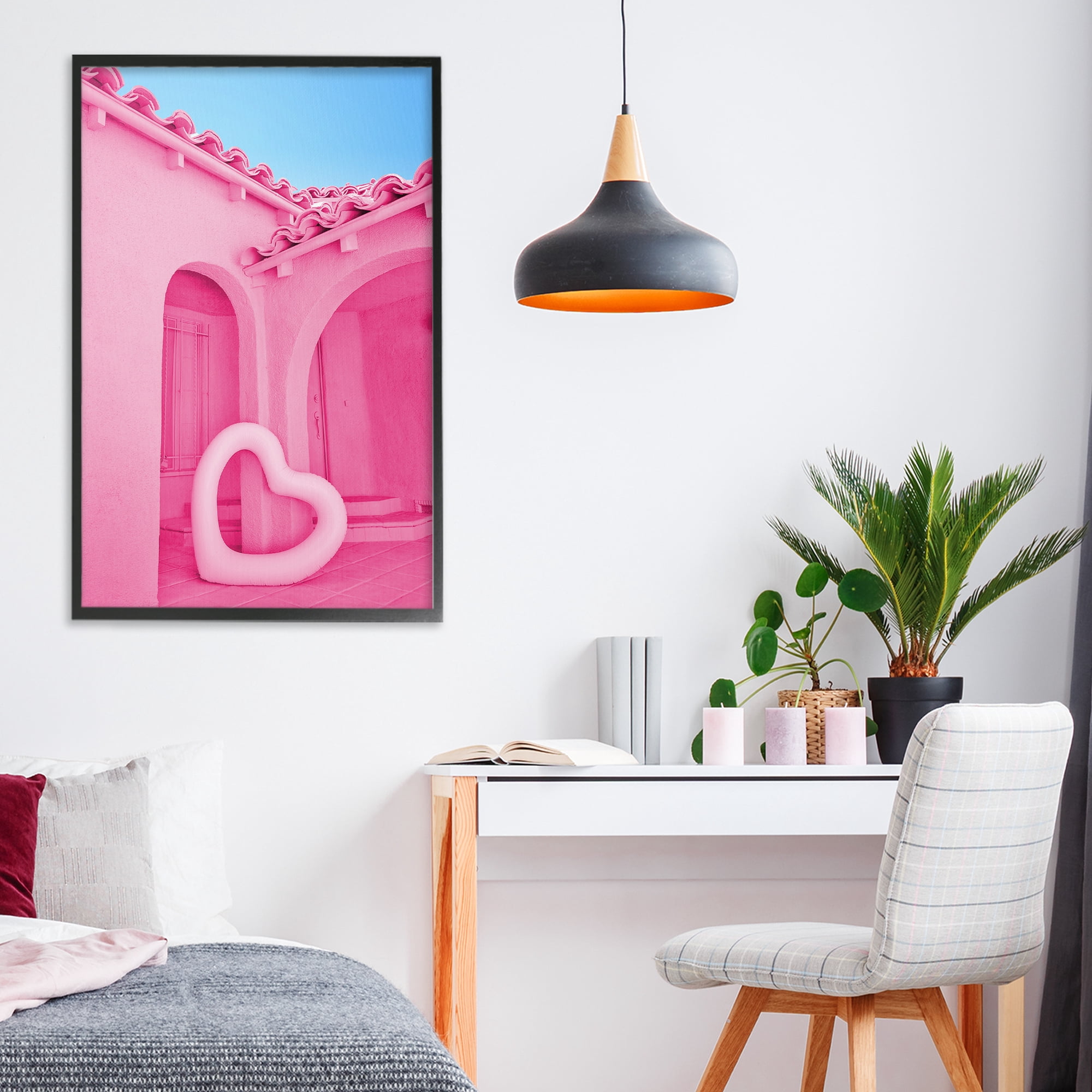 Stupell Industries Pink Pop Heart at Villa Black Framed Giclee Art, design by LISH Creative