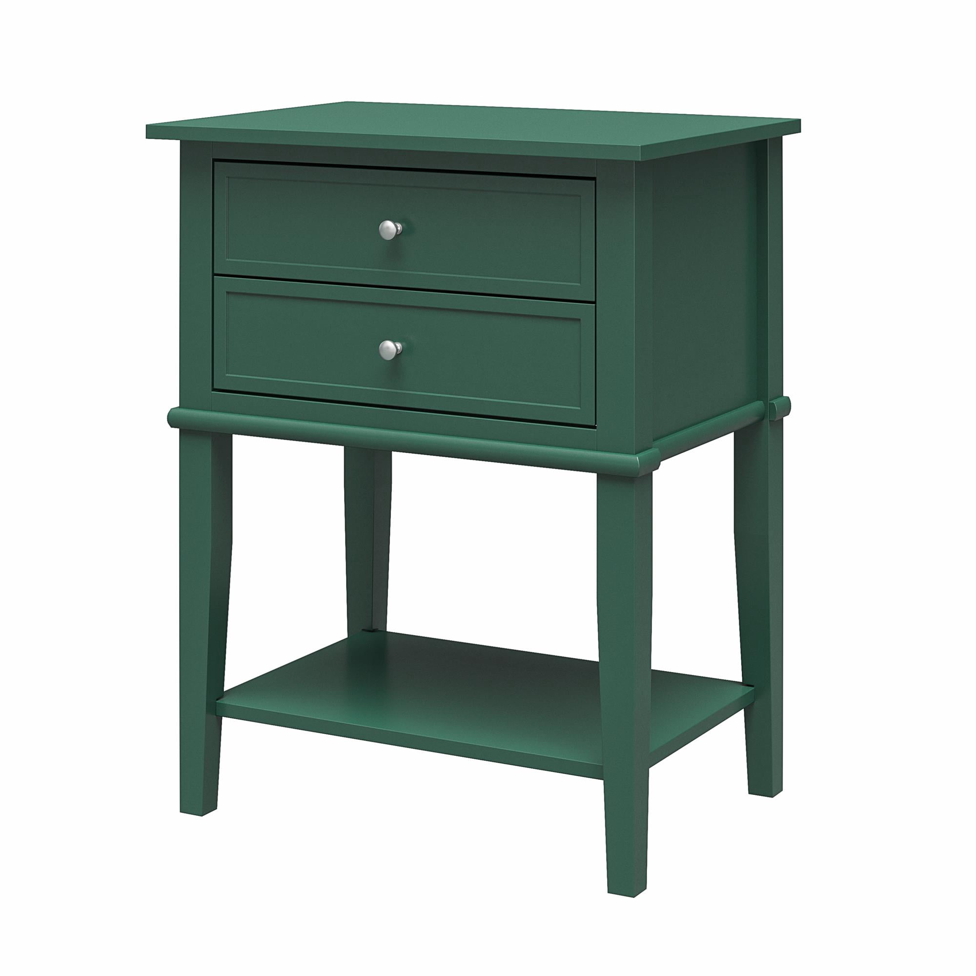 Desert Fields Eclectic Boho Accent Table with 2 Drawers, Hunter Green