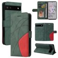 thumbnail image 1 of Compatible Google Pixel 6A Case, Leather Wallet Case Stand View Magnetic Clasp Book Flip Folio Phone Cover - Green, 1 of 5