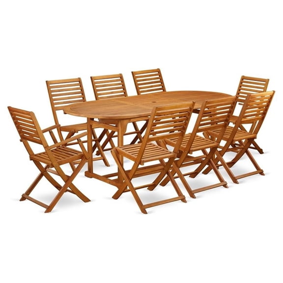 East West Furniture Wooden Patio Set Natural Oil, BSBS92CANA