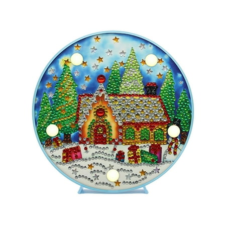 

5D DIY Diamond Painting Christmas Tree and House LED Night Light Home Desktop Decor Lamp for Bedroom Hotel Restaurant Club