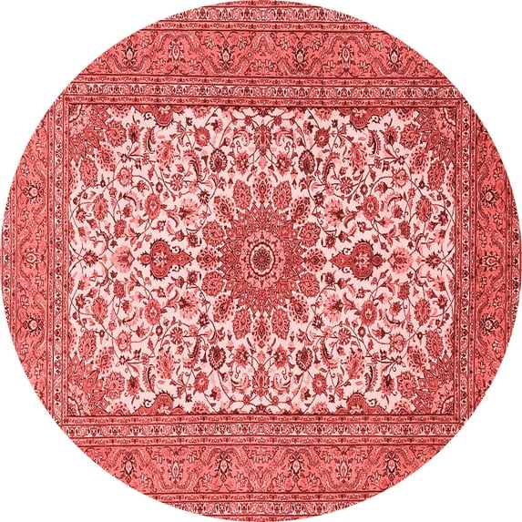 Ahgly Company Indoor Round Medallion Red Traditional Area Rugs, 7' Round