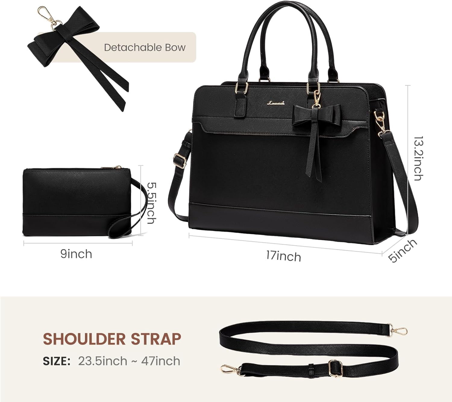 LOVEVOOK Laptop Tote Bag for Women, fits up to 15.6 Inch Large Computer Briefcase Leather Waterproof Business Teacher Bag,Computer Handbag Crossbody Purse,Office Gifts for Women
