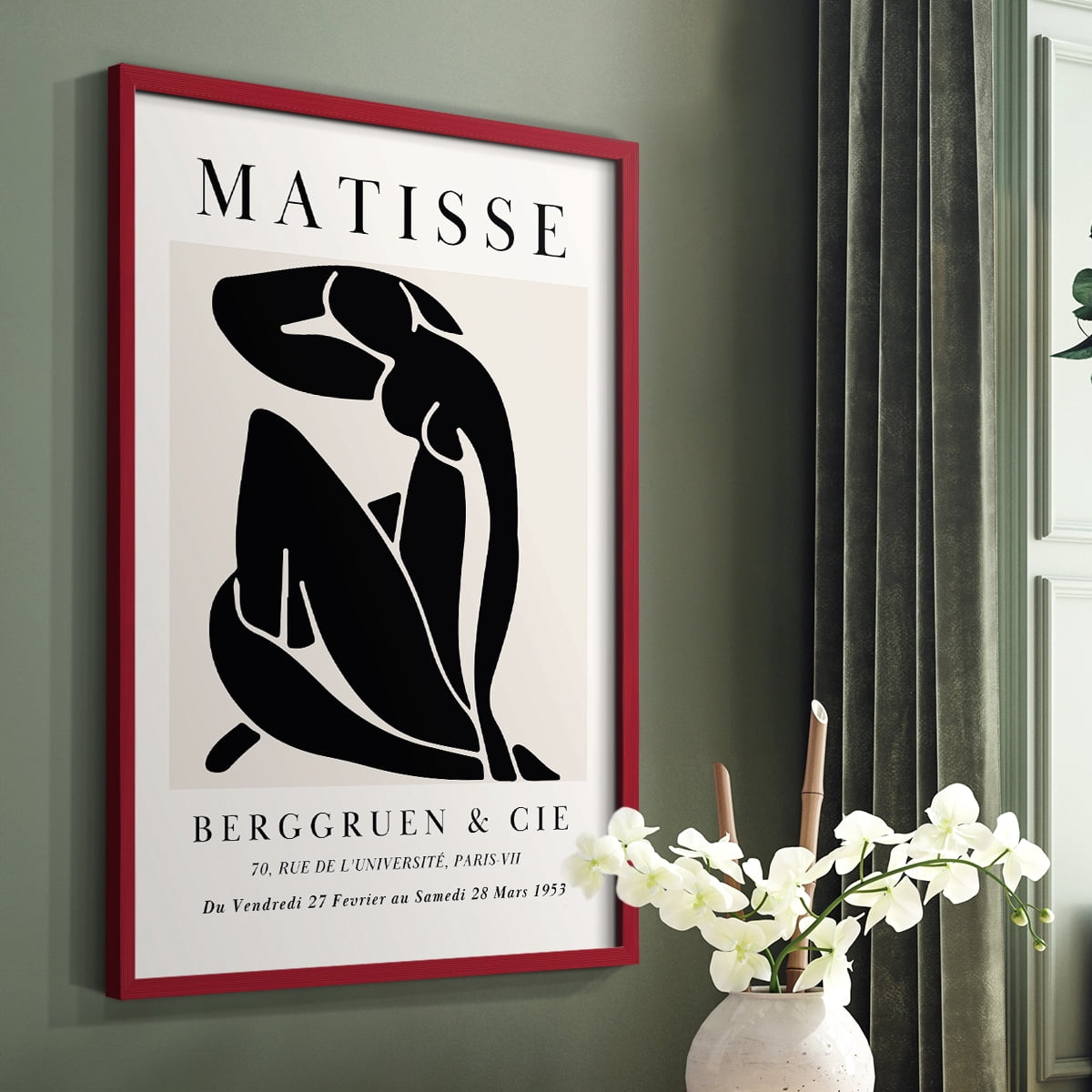Matisse CDXC in Red Solid Wood Framed Print No Nail Hanging