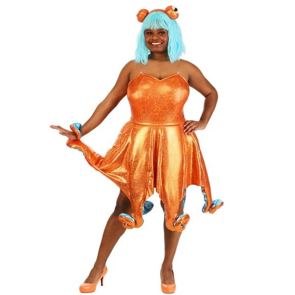 Plus Size Orange Iridescent Octopus Costume for Women