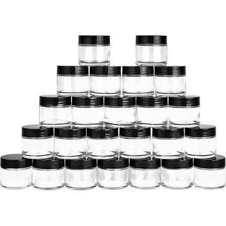 2Oz Glass Storage Jars 24 Pack With Black Lids For Beauty And Food Storage