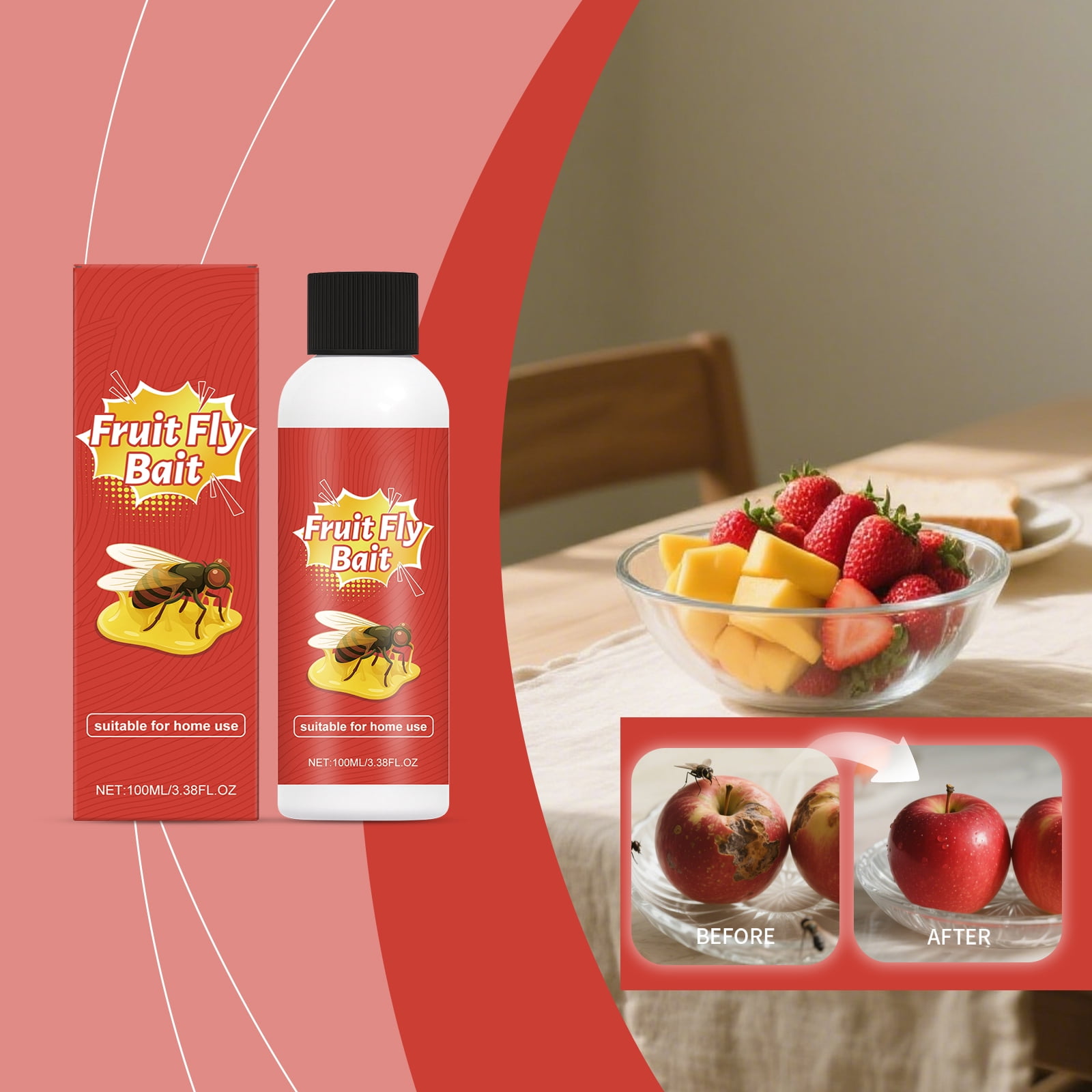 ZendoZones Fruit Fly Lure Refill, Food Based Zendo Lure 2 Pack of