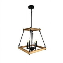 EQLight Noil 4-Light Black and Wood Chandelier