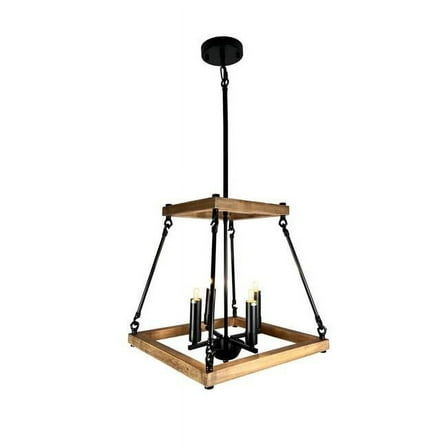 EQLight Noil 4-Light Black and Wood Chandelier