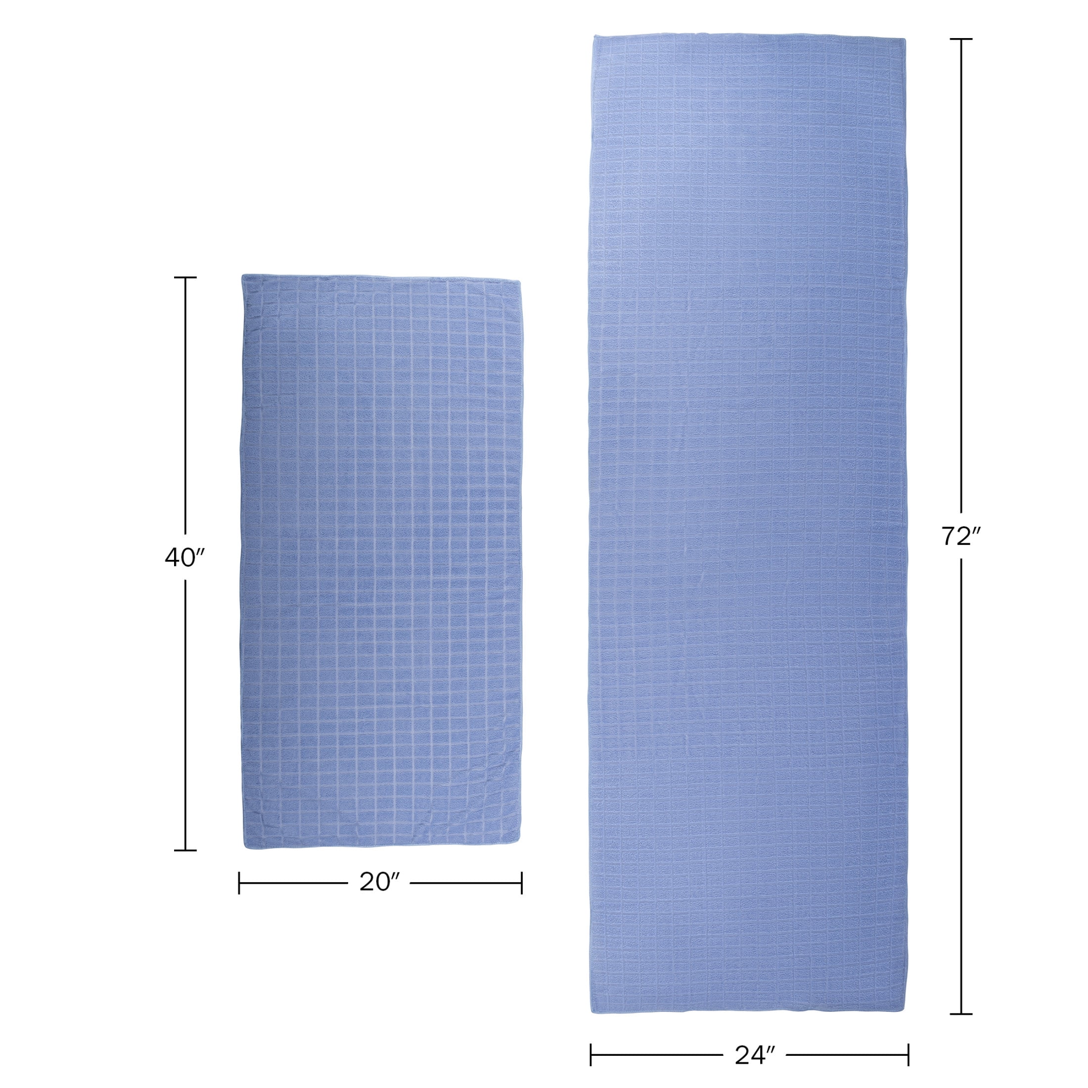 Wakeman Yoga Towel Set - 72x24 Nonslip Towel for Hot Yoga and Pilates, Blue