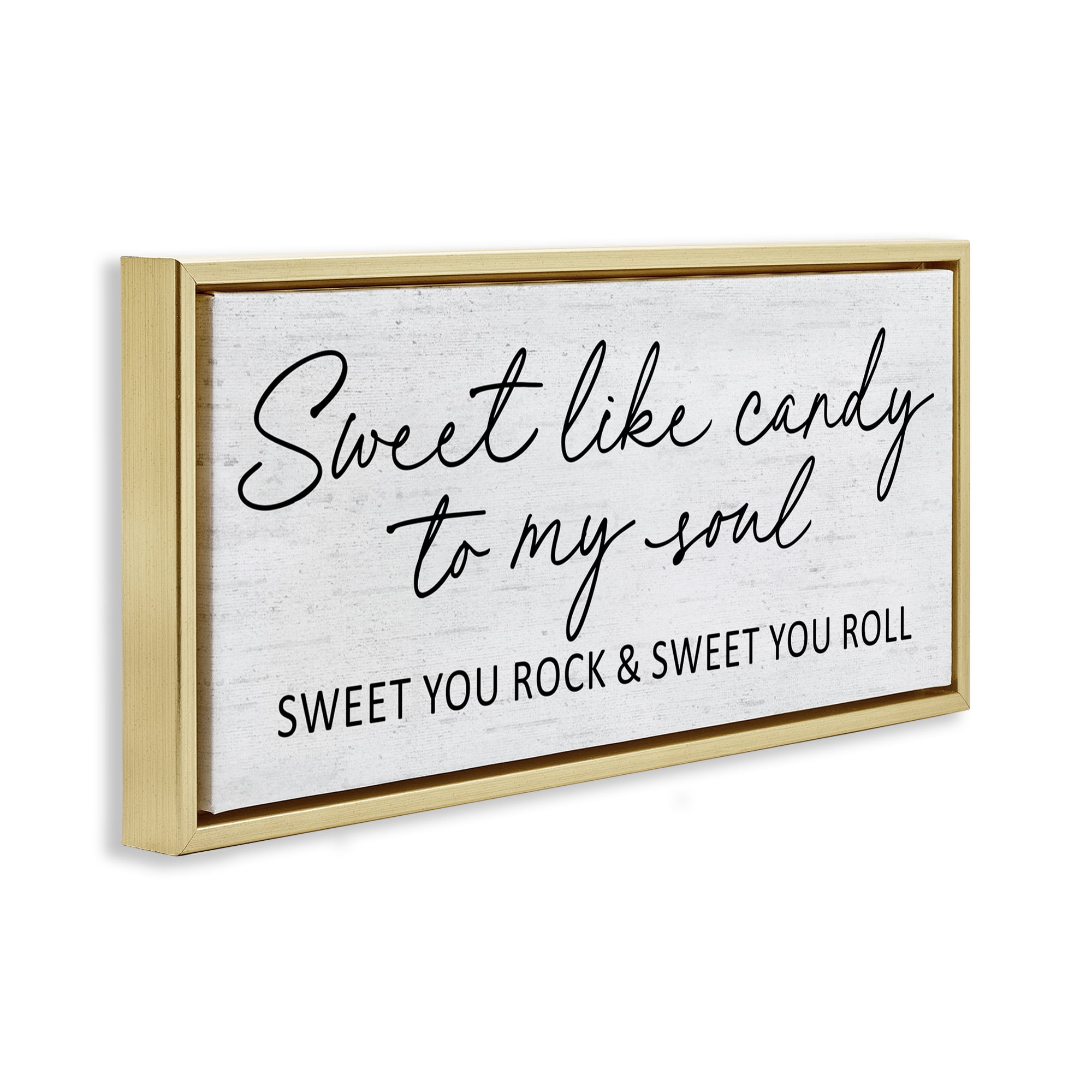 Sweet Like Candy Song Lyrics Gold Framed Floater Canvas Wall Art, design by Lettered and Lined