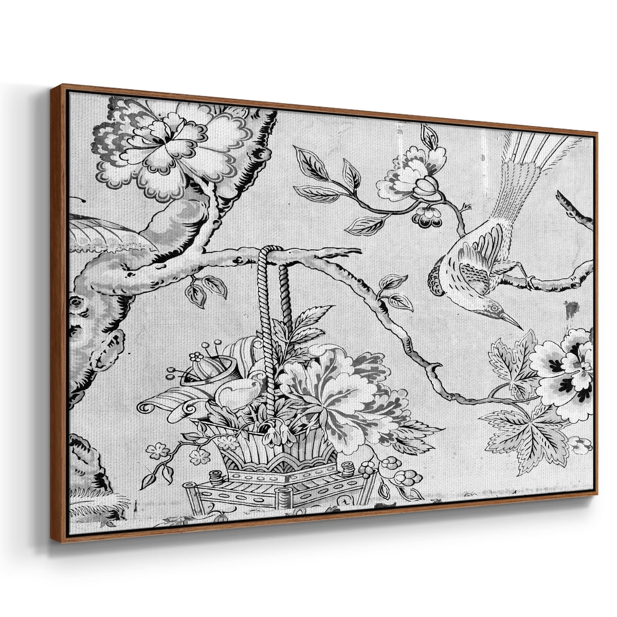 Vintage Abstract Print-XIX Framed in Walnut Wood Gallery Wrapped Canvas 25 in. x 37 in.