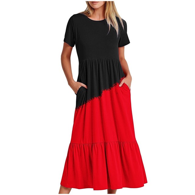Mefallenssiah Robe Imprimée à Manches Courtes à Col Rond pour Femme