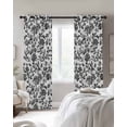 thumbnail image 3 of Black Flower Blackout Curtains 45 Inches Long, Vintage Farmhouse Boho Leaf Spring Plant Thermal Insulated Black Out Curtains, Small Darkening Window Curtain Drapes for Cafe Bedroom 42"x45" 2 Panels, 3 of 8