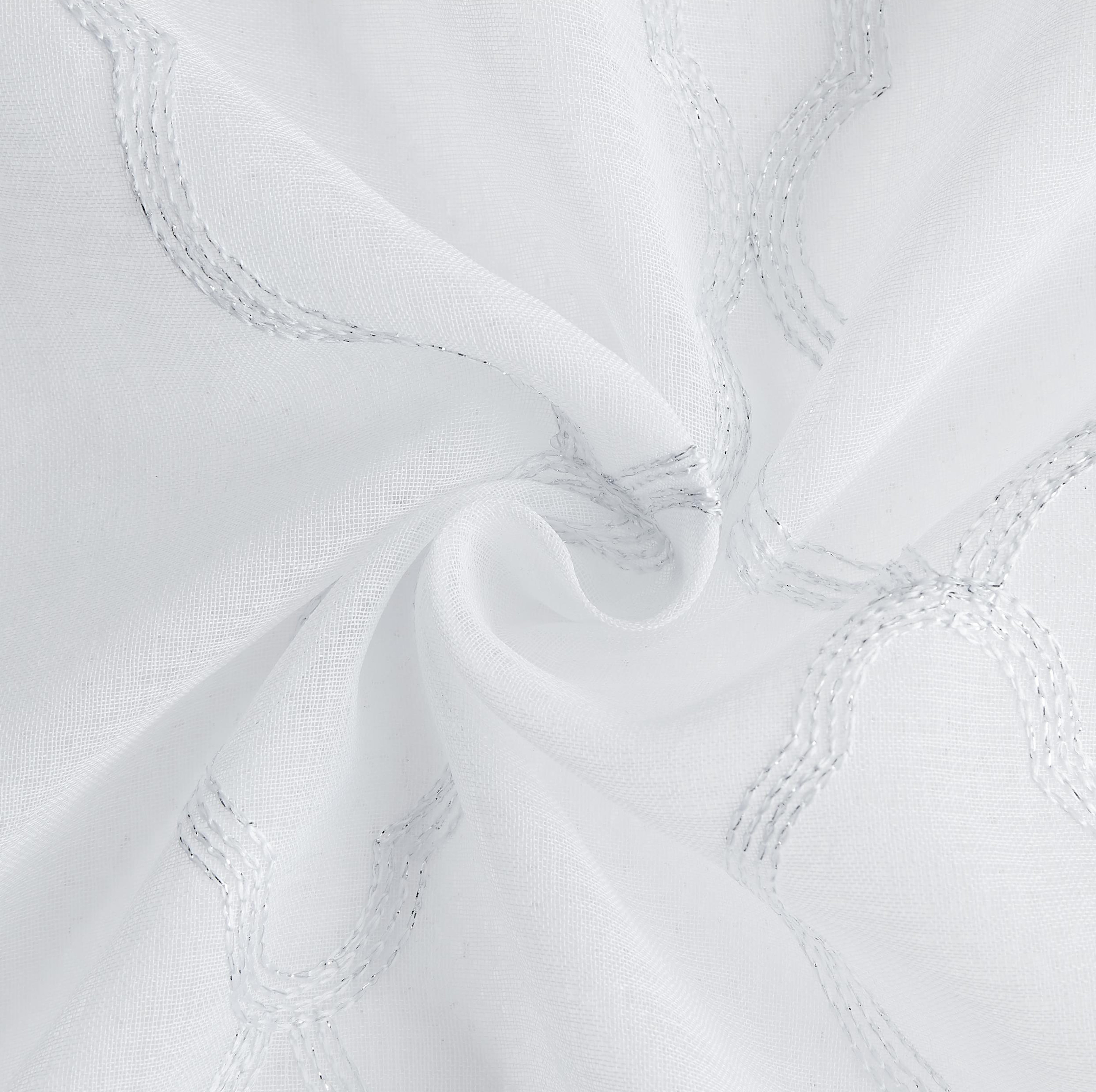Dainty Home Springfield Contemporary 3D Embroidered Textured Designed Sheer Curtain Panel for Bedroom Grommet Drape/Drapery Single Panel 1 Panel W54 x 84 inches in White