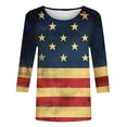 thumbnail image 4 of Frostluinai Chemises pour Femmes Chemises Rouges Blanches et Bleues Manches 3/4 Drapeau Américain T-Shirts Col Rond Vintage Jour de l'Indépendance T-Shirts Graphiques, 4 of 5