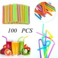 thumbnail image 3 of SharkTRUE 100X Neon Straws Flexible Bendy Birthday Party Plastics Drinking Straws 8.2 Inch, 3 of 9