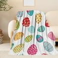 thumbnail image 4 of Matoen Flannel Throw Blanket Happy Easter Colorful Eggs Cozy&Soft Plush Blankets for Bed Couch Living Room Sofa Chair, Easter Eggs Gifts for Kids Adults 39.4"x51.2", 4 of 6