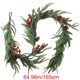 thumbnail image 3 of Guirnalda artificial de ratán verde navideño | Hojas de simulación realistas y acentos de bayas rojas | Tira decorativa interior para fiesta de fiestas en casa | 1,8 m de longitud | 1 pieza, 3 of 6