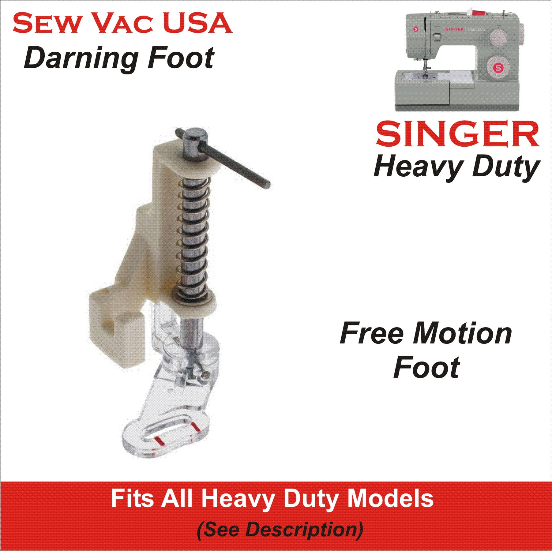 Clear Darning & Embroidery Foot For SINGER Heavy Duty Model 4423