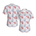 thumbnail image 3 of Yiaed Red Squirrel And Blue Rabbit Print Women's T Shirt V-Neck Short Sleeve Shirt Casual Breathable Tee Summer Tops-Small, 3 of 5