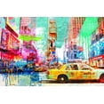 thumbnail image 2 of Chestier, Eric 18x13 White Modern Wood Framed Museum Art Print Titled - Taxis in Times Square 2.0, 2 of 4