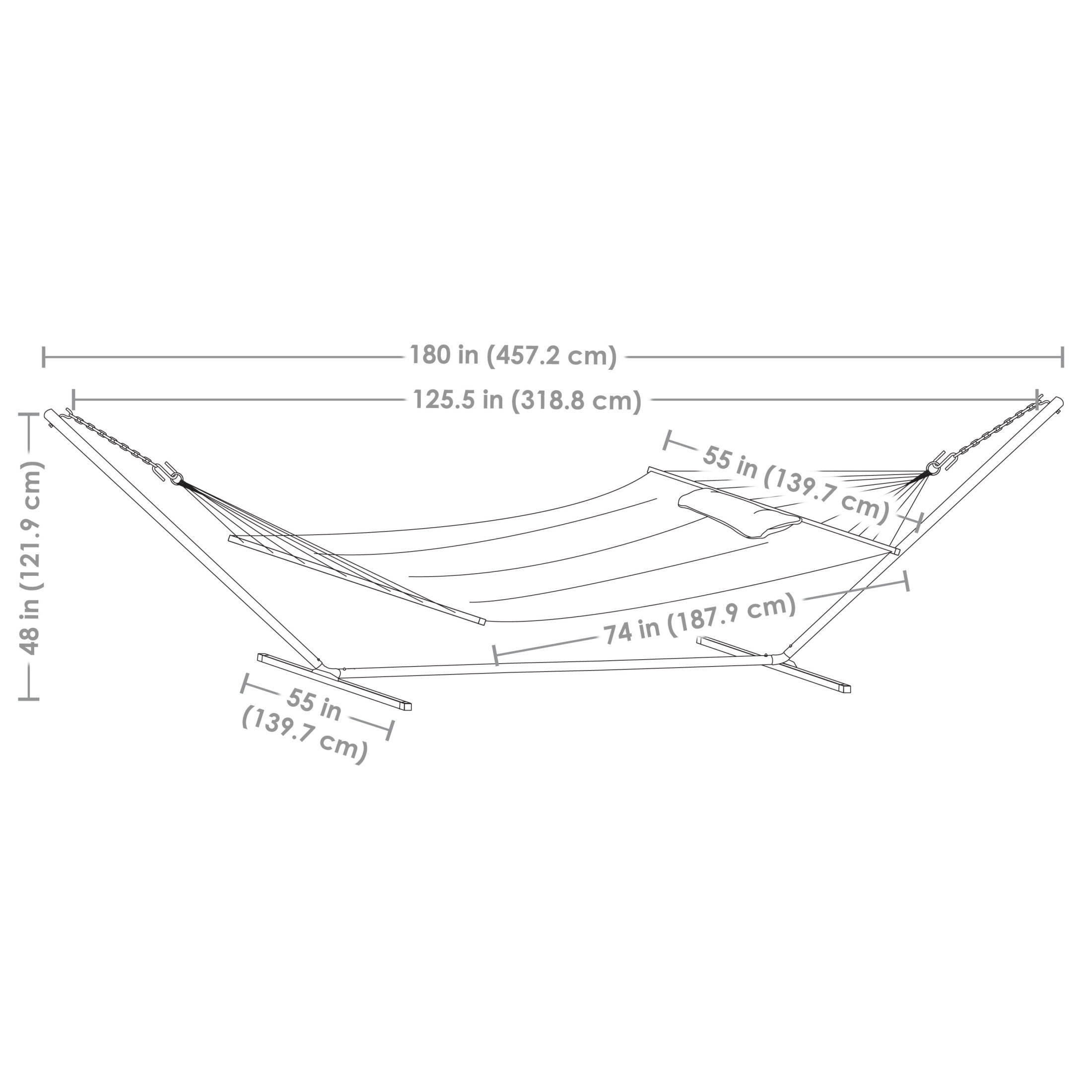 Sunnydaze 2-Person Polyester Spreader Bar Hammock with Stand, 400 lb Capacity - Canyon Sunset