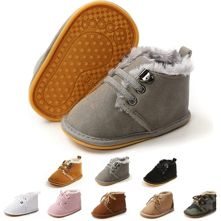 Baby Warm Booties Newborn Boy Girl Boots Cozy Fur Shoes Lace Up Toddler Booties First Walker Winter Crib Boots