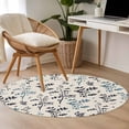 thumbnail image 4 of Grey Blue Botanical Round Area Rug 3Ft Washable Small Circle Rugs for Kitchen Entryway, Rustic Country Spring Floral Summer Leaf Non-Slip Carpet Floor Mats Indoor Outdoor Carpet Runner Home Decor, 4 of 8